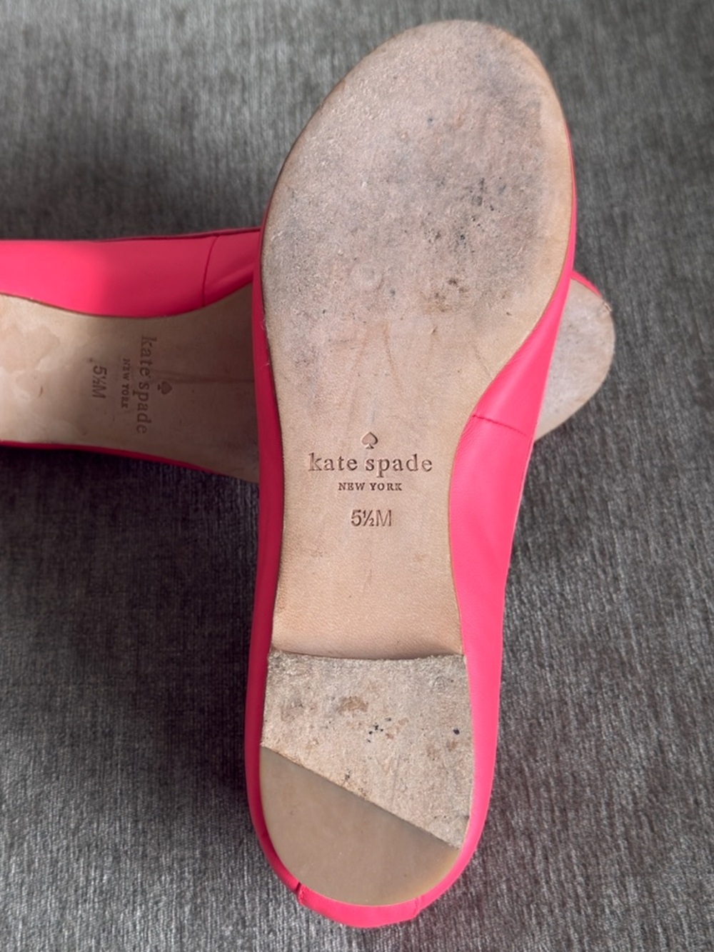 Kate Spade Willa Ballet Flats Coral Pink Leather Bow Detail | 5.5 - Picture 7 of 9